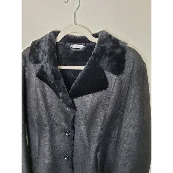 Autunno Collezione Sheepskin Leather Coat Sherpa Lined Made in Turkey Medium